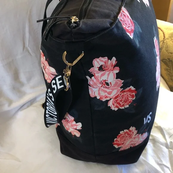 Victoria's Secret Black Tote with Pink Floral Design - Picture 5 of 8